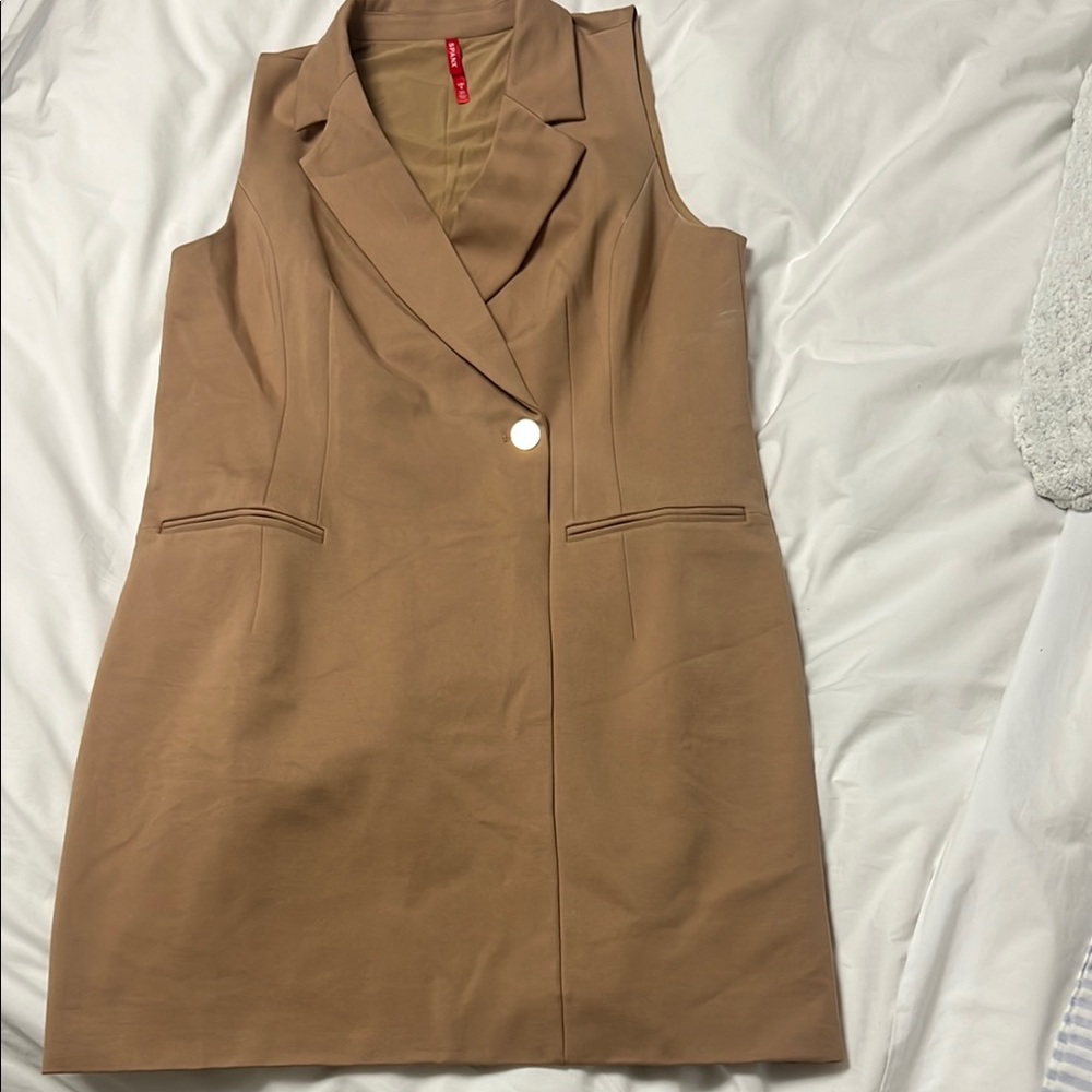 Spanx Tan Sleeveless Blazer Dress